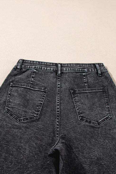 Patch Pocket Straight Leg Loose Fit Jeans